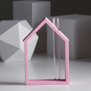 Рамка-ваза для цветов &quot;Домик&quot;, цвет розовый, 15 х 21 см