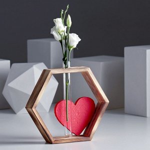 Рамка-ваза для цветов "Шестигранник с сердцем", цвет экзотик, 22 х 4 х 22 см