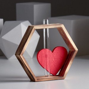 Рамка-ваза для цветов "Шестигранник с сердцем", цвет экзотик, 22 х 4 х 22 см