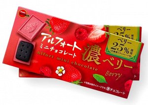 Печенье темное с шоколадом ALFORT MINI Премиум со вкусом клубники и малины Bourbon, 60 гр.