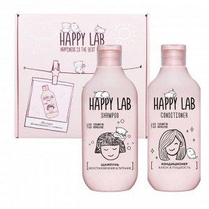 Happy Lab Набор средств для ухода за волосами / Шампунь «Восстановление &amp; Питание» + Кондиционер «Блеск &amp; Гладкость», 300 мл x 2