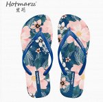 Hotmarzz Black Mar женские нескользящие шлепанцы с принтом, синие