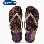 Hotmarzz Black Mar женские нескользящие шлепанцы с принтом, фиолетовые