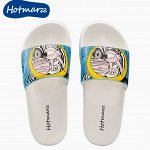 Hotmarzz Black Mar женские нескользящие шлепанцы с принтом, белые