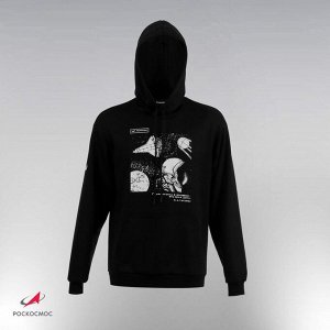 Толстовка с капюшоном РОСКОСМОС х ONLYTOP, чёрная