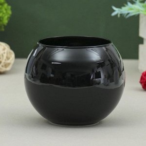 Ваза «Пять вечеров», шаровая, 1 л, 12x12x10 см, стекло, чёрная глянцевая