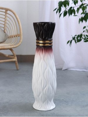 Ваза напольная «Иниго», талия, 59x16 см, керамика, бело-бордовая