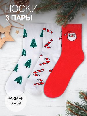 Новогодний подарочный набор термос и носки 3 пары KAFTAN New Year, размер 36-39
