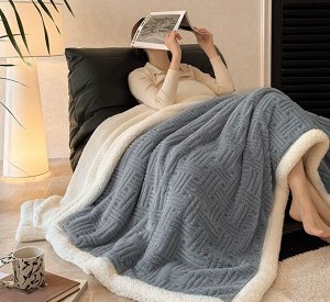 Утолщенное двустороннее флисовое одеяло с ворсом 180*200 см