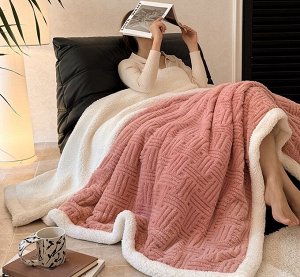Утолщенное двустороннее флисовое одеяло с ворсом 180*200 см