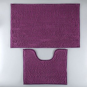 Набор ковриков для ванны и туалета 2 шт 40х50, 50х80 см "Букли" цвет фиолетовый