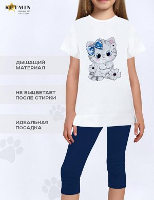 Костюм для девочки KETMIN MISS KETTY цв.Белый/Синий (Туника/Бриджи)