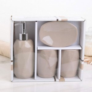 Набор аксессуаров для ванной комнаты «Изящный стиль», 4 предмета (дозатор 400 мл, мыльница, 2 стакана), цвет МИКС