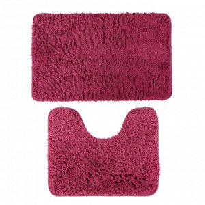 Набор ковриков для ванны и туалета «Мягкий», 2 шт: 40?50, 50?80 см, цвет бордовый