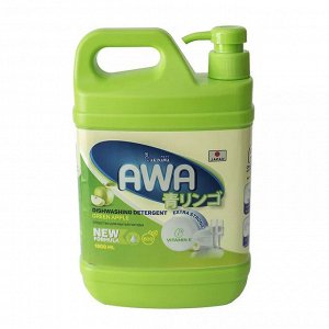Средство для мытья посуды AKINAWA AWA Green Apple. 1,5 литра, Аромат зеленого яблока, с витамином Е, бережен к коже, полностью смывается, эффективен в холодной воде. Японское качество. пр. Китай.