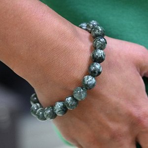 Браслет из Серафинита шарик 11мм, 31г
