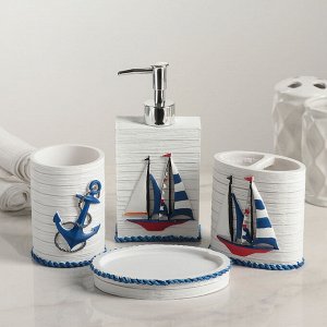 Набор аксессуаров для ванной комнаты «Боцман», 4 предмета (дозатор, мыльница, 2 стакана)