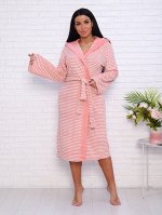 Мод.222 Халат на запах с капюшоном (Розовый/персик)