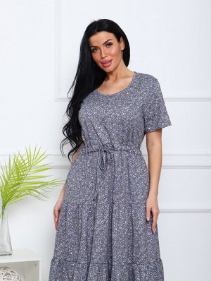 Мод.607 Платье (Зеленый/розовый/цветок)