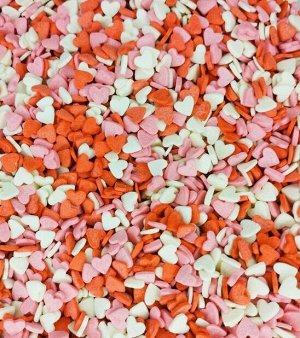 Посыпки кондитерские декоративные фигурные Сердечки красно-бело-розовые