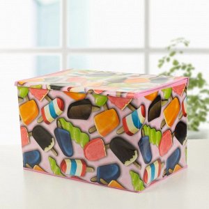 Короб стеллажный для хранения с крышкой «Эскимо», 38*25*23 см, цвет розовый