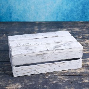 Ящик деревянный 30*20*10 см подарочный с реечной крышкой, состаренный