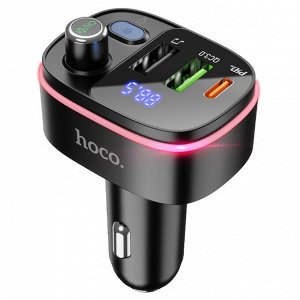 Автомобильное зарядное устройство с FM-Трансмиттер HOCO E62 Fast, 2xUSB + 1xUSB-C, 18W, черный