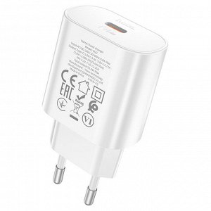 Сетевое зарядное устройство HOCO N22 Jetta 1xUSB-C, 25W, белый