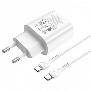 Сетевое зарядное устройство HOCO N22 Jetta 1xUSB-C с Кабелем Type-C - Type-C, 25W, белый