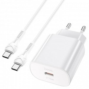Сетевое зарядное устройство HOCO N22 Jetta 1xUSB-C с Кабелем Type-C - Type-C, 25W, белый