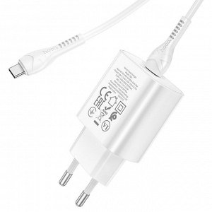 Сетевое зарядное устройство HOCO N22 Jetta 1xUSB-C с Кабелем Type-C - Type-C, 25W, белый