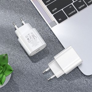 Сетевое зарядное устройство HOCO N22 Jetta 1xUSB-C с Кабелем Type-C - Type-C, 25W, белый