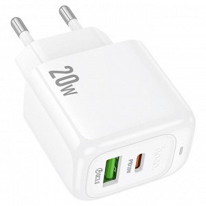 Сетевое зарядное устройство HOCO CS54A Surplus 1xUSB + 1xUSB-C, 20W, белый