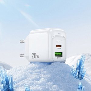 Сетевое зарядное устройство HOCO CS54A Surplus 1xUSB + 1xUSB-C, 20W, белый