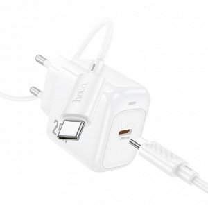 Сетевое зарядное устройство HOCO CS53A Surplus 1xUSB-C с Кабелем Type-C - Type-C, 25W, белый