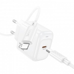 Сетевое зарядное устройство HOCO CS53A Surplus 1xUSB-C с Кабелем Type-C - Lightning, 25W, белый