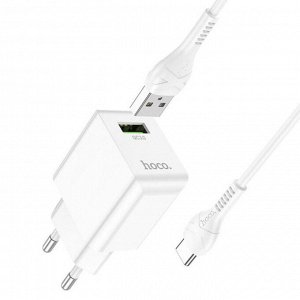 Сетевое зарядное устройство HOCO C98A Proton 1xUSB с Кабелем USB - Type-C, 3.0A, 18W, белый