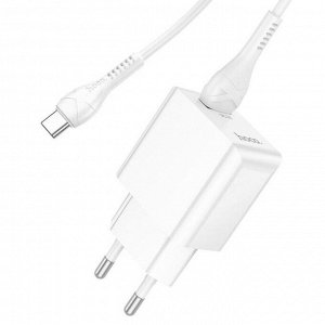 Сетевое зарядное устройство HOCO C98A Proton 1xUSB с Кабелем USB - Type-C, 3.0A, 18W, белый