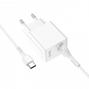 Сетевое зарядное устройство HOCO C98A Proton 1xUSB с Кабелем USB - Type-C, 3.0A, 18W, белый