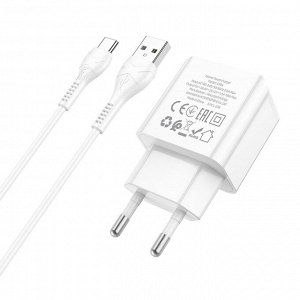Сетевое зарядное устройство HOCO C98A Proton 1xUSB с Кабелем USB - Type-C, 3.0A, 18W, белый