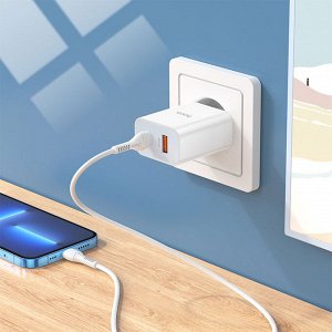 Сетевое зарядное устройство HOCO C97A 1xUSB + 1xUSB-C, 3.0A, 20W, белый