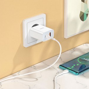Сетевое зарядное устройство HOCO C97A 1xUSB + 1xUSB-C, 3.0A, 20W, белый