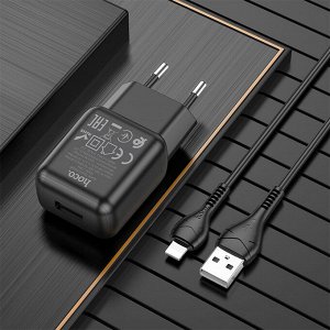 Сетевое зарядное устройство HOCO C96A 1xUSB с Кабелем USB - Lightning, 2.1A, черный