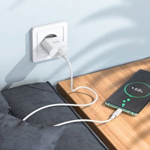 Сетевое зарядное устройство HOCO C94A 1xUSB-C с Кабелем Type-C - Type-C, 3.0A, 20W, белый