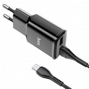 Сетевое зарядное устройство HOCO C88A Star 2xUSB с Кабелем USB - Type-C, 2.4A, 10.8W, черный