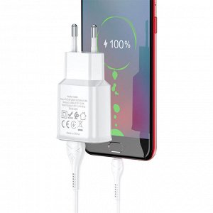 Сетевое зарядное устройство HOCO C88A Star 2xUSB с Кабелем USB - Type-C, 2.4A, 10.8W, белый