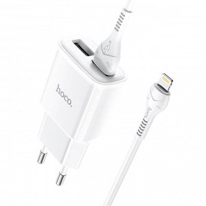 Сетевое зарядное устройство HOCO C88A Star 2xUSB с Кабелем USB - Lightning, 2.4A, 10.8W, белый