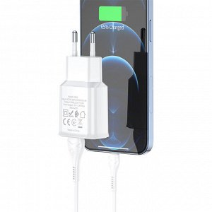Сетевое зарядное устройство HOCO C88A Star 2xUSB с Кабелем USB - Lightning, 2.4A, 10.8W, белый