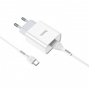 Сетевое зарядное устройство HOCO C81A Asombroso single 1xUSB с Кабелем USB - Type-C, 2.1A, 10W, белый