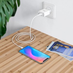 Сетевое зарядное устройство HOCO C81A Asombroso single 1xUSB с Кабелем USB - Type-C, 2.1A, 10W, белый